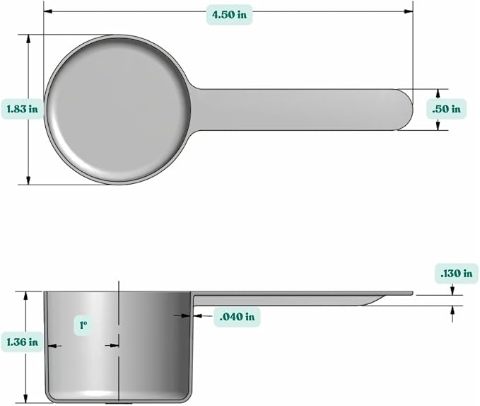 50 mL (50 CC | 1.69 Oz.) Long Handle Plastic Measuring Scoop for Coffee, Protein Powder, Pet Food, Spices, Grains, Dry Goods – Food-Grade BPA-Free (Pack of 10)