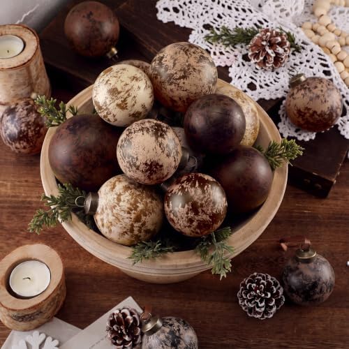 Yunlly 18 Pcs Neutral Christmas Ball Ornaments Textured Xmas Tree Decor