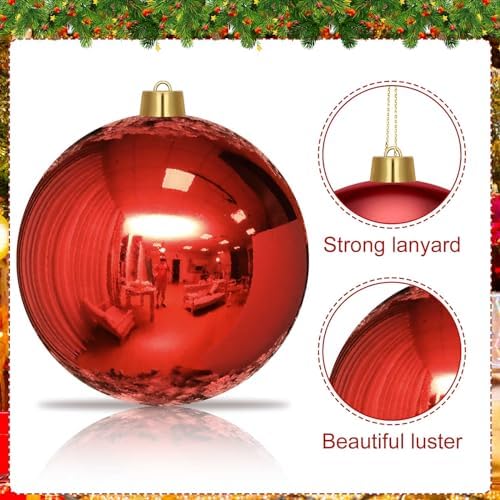 Jerify 2 Pcs 12" Large Christmas Ball Ornaments,Red