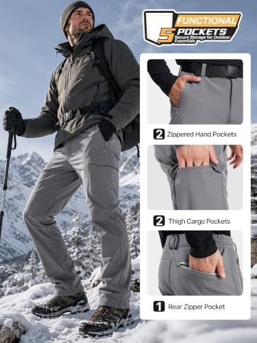 FREE SOLDIER Men's Outdoor Softshell Snow Ski Pants