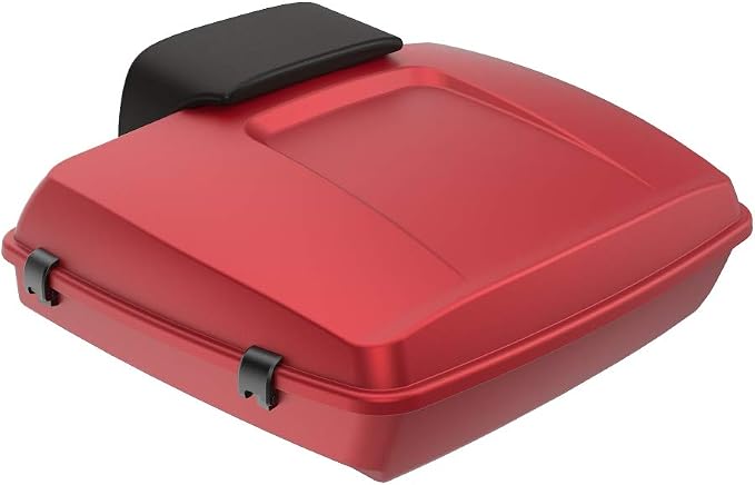 Advanblack Road Glide Tour Trunk Pack Wicked Red Denim Razor Tour Trunk Pack Backrest Pad for '97-'25 Harley Touring Road King Street Glide Electra Glide CVO models