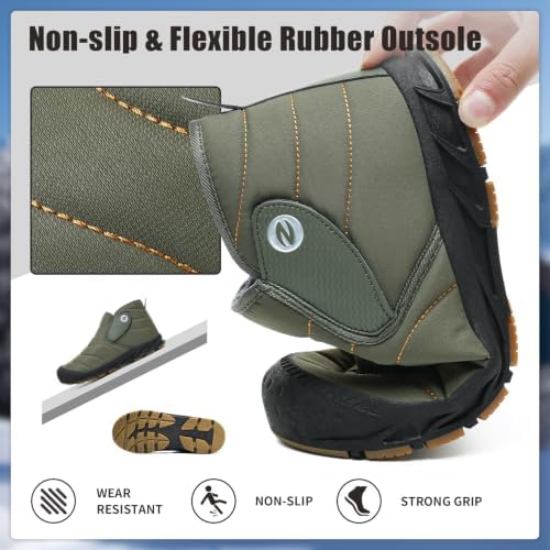 Mens Snow Boots Winter Velcro Water Resistant Fur Lined Slip On Ankle Boot