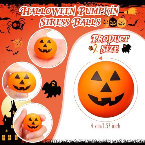 Jerify 72 Pcs Halloween Mini Pumpkin Balls Bulk, 1.57", Pumpkin