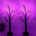 Halloween Decorations Indoor, 2 Pack 2FT Lighted Black Tree with Timer