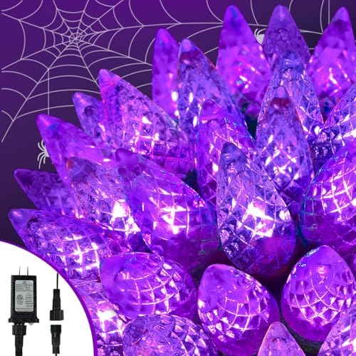 250 LED Linkable C6 Halloween Lights 82FT Purple Halloween Lights Outdoor