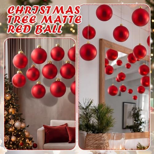 Threan 6 Inch Red Matte Large Christmas Ball Ornament