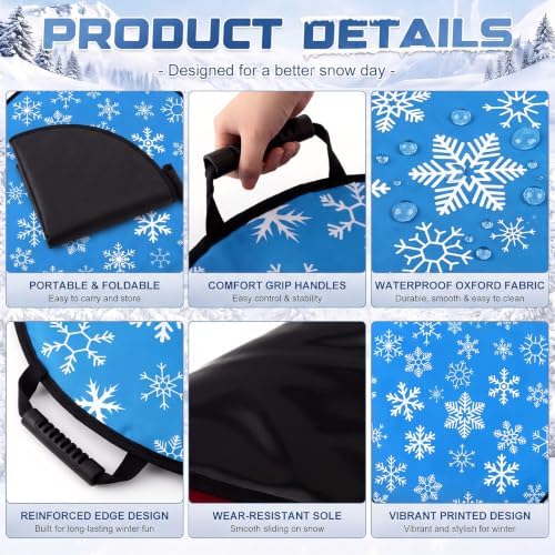 26" Foldable Snow Sleds with Handles for Adult