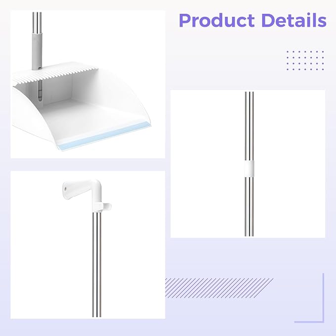 Broom and Dustpan Set, Long Handle Standing Broom, Foldable Home Cleaning Tool