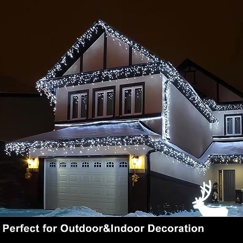400 LED Icicle Lights for Outside 33FT White Christmas Lights Outdoor