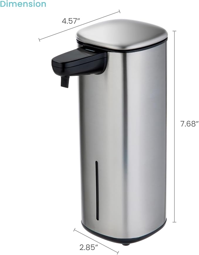 Home Zone Living Liquid Hand Soap Dispenser with Automatic Sensor | Stainless Steel Cover, Adjustable Output and Refillable Pump for Kitchen and Bathroom Sinks