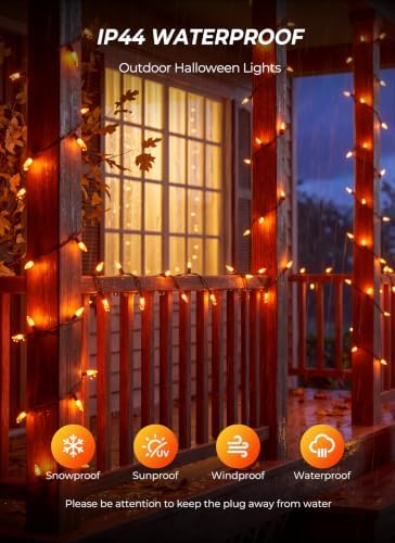 LED Orange Halloween Lights Indoor Outdoor, 33FT 100LED Mini String Lights