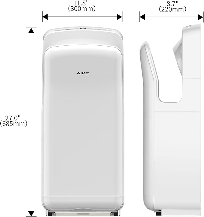 AIKE HEPA Filtered Vertical Hand Dryer Premium, 110-130V White Model AK2005H