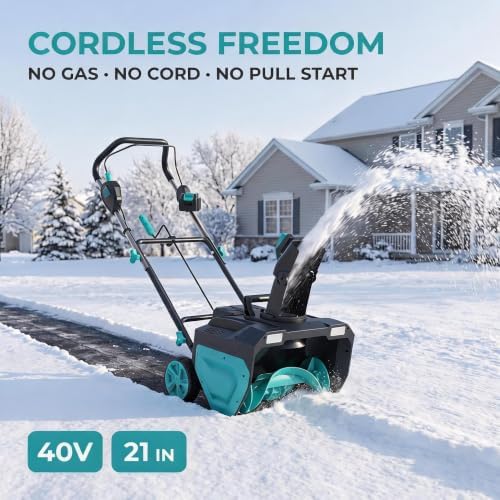 Aptliton 40V Electric Snow Blower 21 Inch & 2 * 5.0Ah Batteries