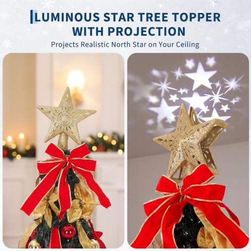 Garvee 6 FT Pop Up Christmas Tree, Pre-Decorated Xmas Tree Lighted Top Star