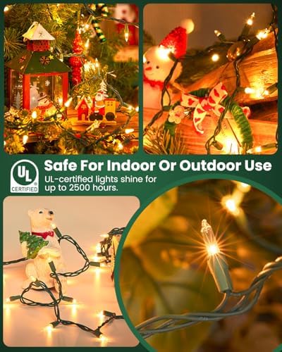 Minetom Clear Christmas String Lights 3 Pack 20 Feet 100 Counts Warm White