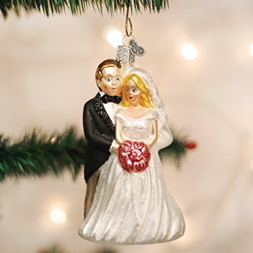 Old World Christmas Bridal Couple Glass Blown Ornament for Christmas Tree, Handcrafted Holiday Decoration, Wedding Collection