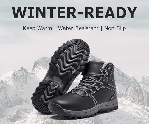 Mens Snow Boots Water Resistant Warm Fur Lined Winter Shoes
