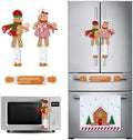 Mosoan Christmas Decorations Indoor Set of 4 Christmas Refrigerator Fridge Door Handle Covers, Gingerbread Man Christmas Kitchen Decor Appliance Handle Covers Decorations Xmas Holiday Decor