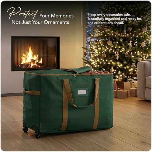 Covermates Rolling Adjustable Ornament Storage Bag, 25.5"W x 13"D x 18.5"H