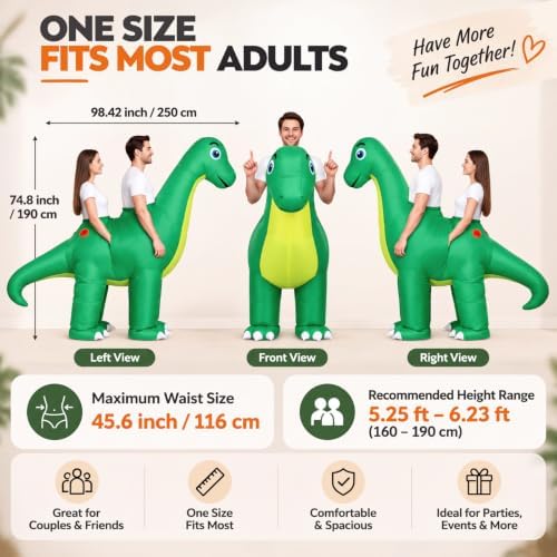 Dinosaur 2 Person Inflatable Dinosaur Costume Adult