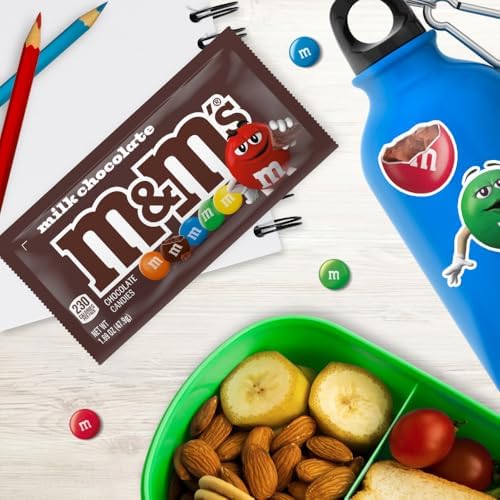 M&M'S Milk Chocolate Candy, Full Size Singles, 1.69 oz Bag, 36 Pack Bulk