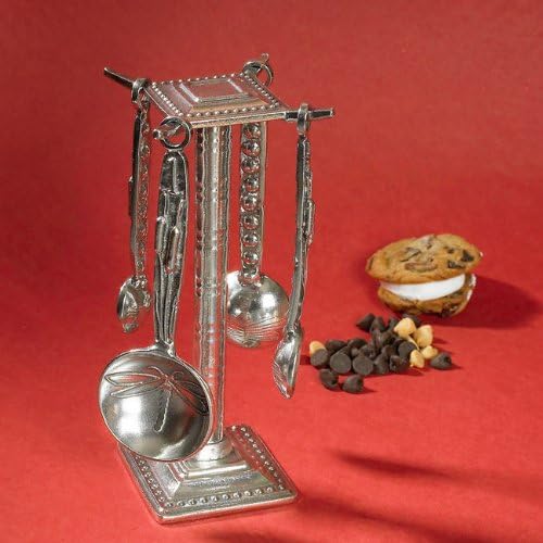 Crosby & Taylor Dragonfly Pewter Measuring Spoon Set on Pewter Display Post