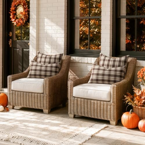 MIULEE Fall Plaid Pillow Covers Scottish Tartan 16x16 Chocolate Brown