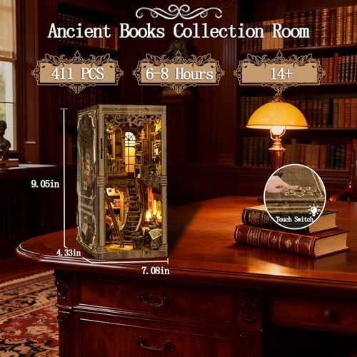 OZJAY Book Nook Kits for Adults, Miniature House Kit Bookshelf Decor
