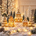 Gingerbread House Christmas Decorations - 5PCS Village Set with Trees