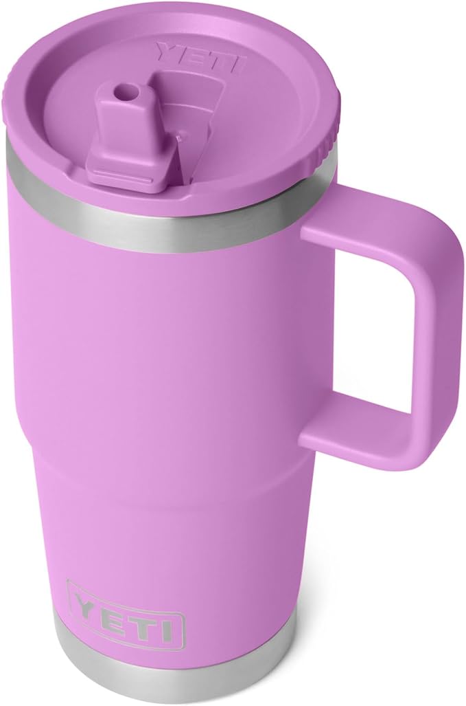 YETI Rambler 20 oz Travel Mug with Flip Straw Lid – Stainless Steel, Vacuum Insulated, Leakproof, Cup Holder Friendly, Desert Bloom