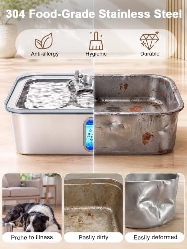 Kastty 17L/4.5Gal Stainless Steel Dog Water Fountain for Large Dogs