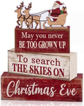 Moucuny 4 Pcs Christmas Table Decorations for Home Wooden Santa Sleigh Sign