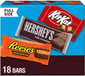 HERSHEY'S, KIT KAT & REESE'S Milk Chocolate Variety Box, 18 ct