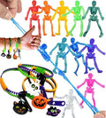 UpBrands 288 Halloween Party Favors For Kids, Bulk Non-Candy Treats: 144 Fidget Toys Zipper Bracelets & 144 Stretchy Skeleton Toys, Kit for Halloween Goodie Bags & Pinata Fillers