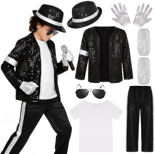 Kids Dance Star Costume for Boys 80s 90s Pop Stage Outfits for Halloween