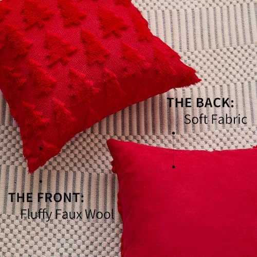 DFXSZ Christmas Tree Pillow Covers 18x18 Set of 2 Christmas Decor Red