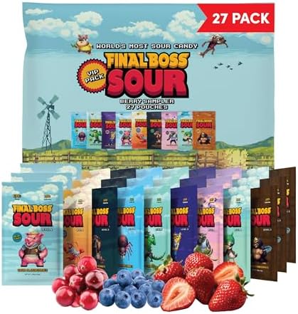 Final Boss Sour Fruit Candy, Berry Variety, All Levels, 27 Pack