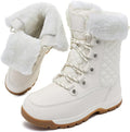 Womens Winter Snow Boots Mid-Calf Booties Warm Fur Lined Cold Weather Shoes