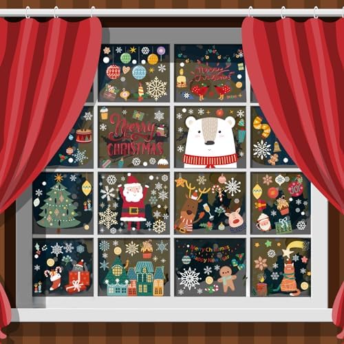 Christmas Window Clings for Glass Windows, Stickers for Window Decorations