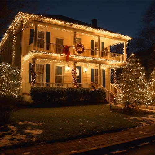 ASENEK 99FT 300 LED Christmas String Lights End-to-End Plug 8 Modes Indoor Lights with Timer, Outdoor Indoor Fairy Lights Christmas Tree Patio Garden Holiday Warm White