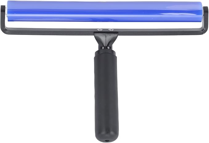 Pet Hair Roller, Large Lint Roller Super Sticky Blue Silicone Soft Static Action Black Handle, Sticky Roller for Hair Dander Fibers Rubber Powder (8 inch)