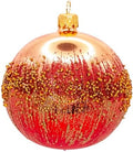 Luxury Handcrafted European Glass Christmas Bell & Ball Ornaments - Set of 6 - Red & Gold Classic - 8 cm - Mouth-Blown & Hand-Painted
