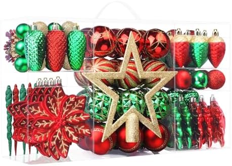 SHareconn 106 PCS Christmas Ball Ornaments for Christmas Tree Decorations