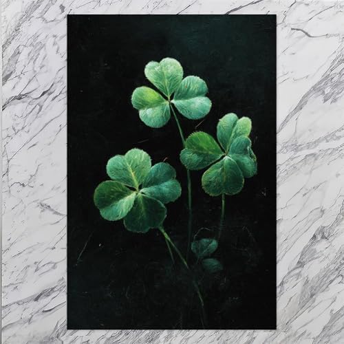 JDBeehpy St. Patrick's Day Clover Life Prosperous Green Festival Theme Painting (Unframed, Canvas Only) Canvas Wall Art Farm Scene Fashion Room Poster St. Patrick's 16x24inch(40x60cm)