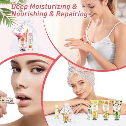 KONEUK 60 Pack Hand Cream Bulk and Lip Balm Bulk Sets, Thank You Gifts