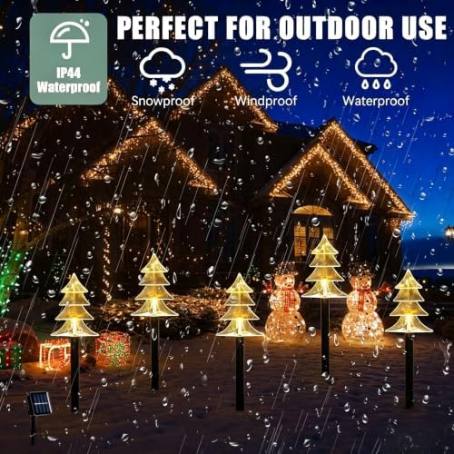 10 Pack Christmas Solar Pathway Lights, Solar Tree Lights Outdoor