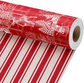 LaRibbons Red Christmas Wrapping Paper, Vintage Deer Winter Toile Design