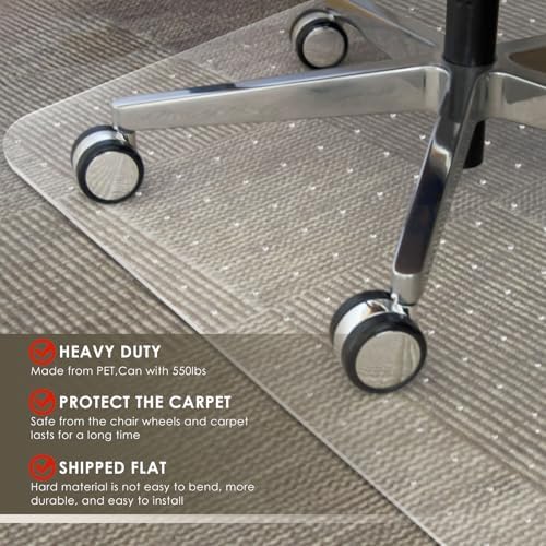 Azadx Heavy Duty Office Chair Mat for Carpet 45" x 53" Hard Material Large
