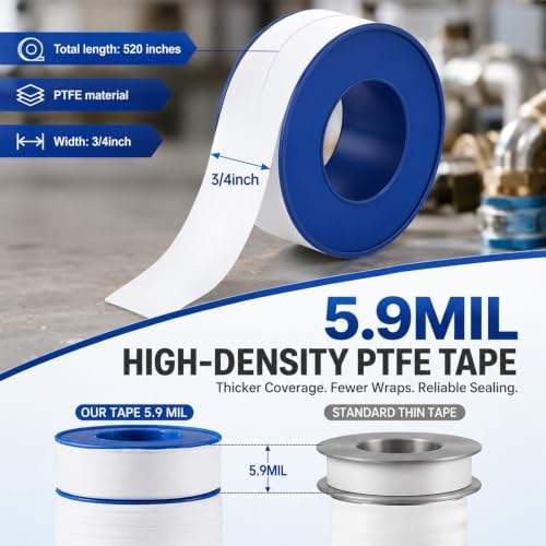 100 Pcs 3/4" x 520" PTFE Thread Seal Tape Bulk, Individual Wrapped