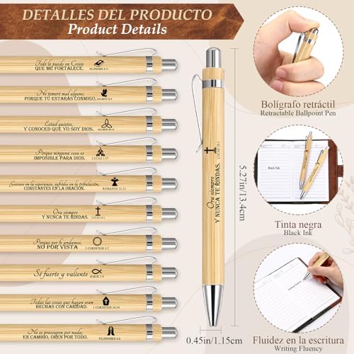 Spakon 40 Pcs Christian Prayer Journals with Pens, Spanish Bible Words